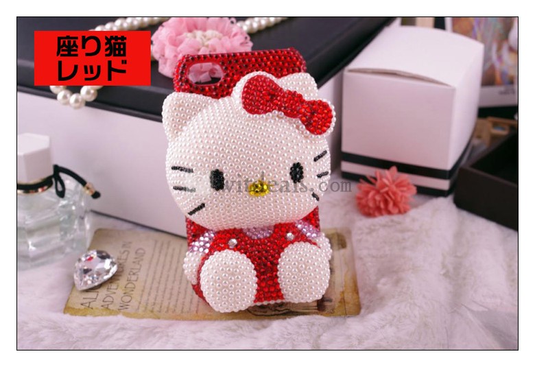 かわいいスワロフスキー　iPhone5sケース　3D アイフォン5ケース　デコ　可愛い　キラキラ　iPhone 5s 猫ちゃん保護カバー　ギフト