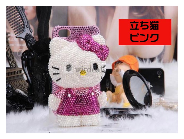 かわいいスワロフスキー　iPhone5sケース　3D アイフォン5sケース　デコ　可愛い　キラキラ　iPhone 5 猫ちゃん保護カバー　ギフト