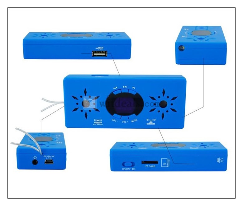 USB電源 ミニステレオスピーカー　ライトブルー