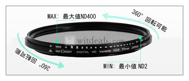 可変式 NDフィルター 減光 ND2-ND400