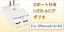 iphone5 USB-ACアダプタ(2ポート)