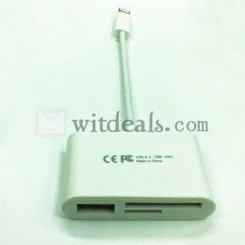 iPad mini/iPad4対応カメラコネクションキット/カードリーダー 3in1 　ケーブル付き