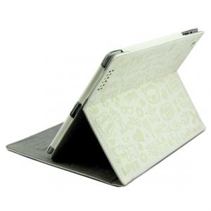 iPad2／3レザーケース・カバー　保護シルクスクリーン PU ホワイト