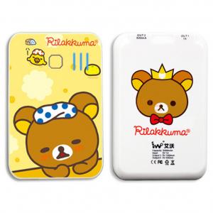 オシャレ&カワイイ！iPhone5/4/4S & iPad2/3など用　コンパクト・大容量モバイルバッテリー　5000mAh 熊ちゃん　