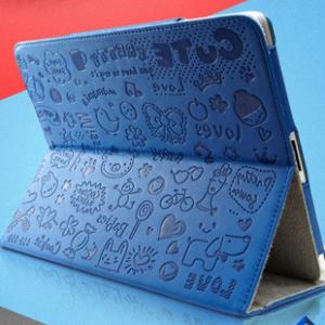 iPad miniカバー　PU iPad mini専用フェイクレザーケース　ブルー