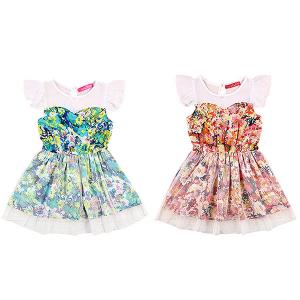 子供用プリーツワンピース シフォンワンピース チュール ワンピース 女の子 ワンピ 花柄