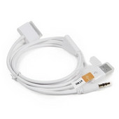 iPhone／iPod車載充電用／データ転送／AUX（3in1）多機能USB／AUXケーブル 3.5mm標準ポート IC保護 ホワイト