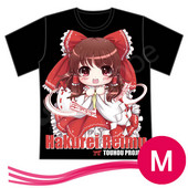 東方project　博麗 霊夢(はくれい れいむ)　男女兼用Tシャツ　ブラック　Mサイズ