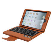 iPad miniケース　iPad mini専用キーボードケース　Bluetooth付きワイヤレスiPad miniカバー　ブラウン